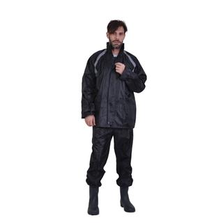 ERGOLINE 5011-050 Αδιάβροχο Σετ EASY RIDER (σακάκι-παντελόνι) από POLYAMIDE Μαύρο με Ανακλαστικές Λεπτομέρειες (S)