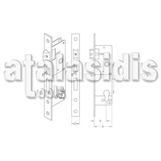 DOMUS 90135 Κλειδαριά Χωνευτή Νίκελ Αλουμινόπορτας με Κέντρο 35mm