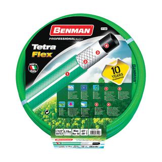BENMAN 77140 Λάστιχο Ποτίσματος Πράσινο με Λευκή Ρήγα TETRA FLEX 1/2" 15m