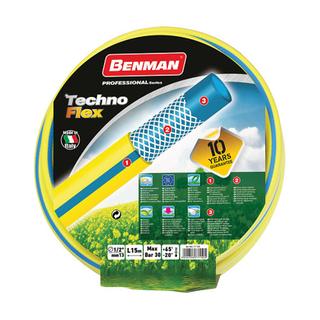 BENMAN 77150 Λάστιχο Ποτίσματος Κίτρινο με Μπλε Ρήγα TECHNO FLEX 1/2" 15m