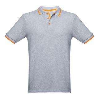 THC Μπλούζα Δίχρωμη Polo Rome 810504 με Κοντό Μανίκι Grey Melange / Orange S